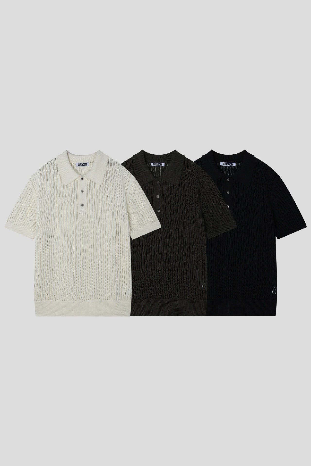 直紋短袖針織線Polo TeeOUR ROOM-130T