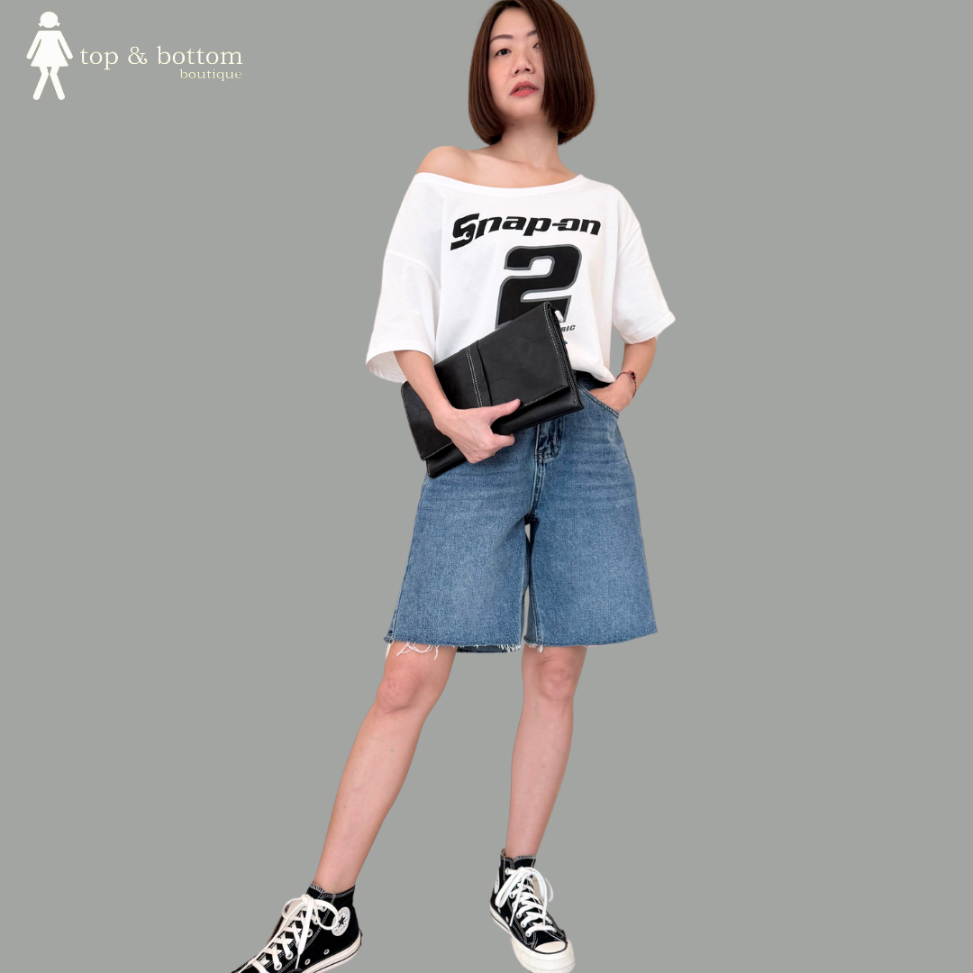 WORDING OFF SHOULDER TEE