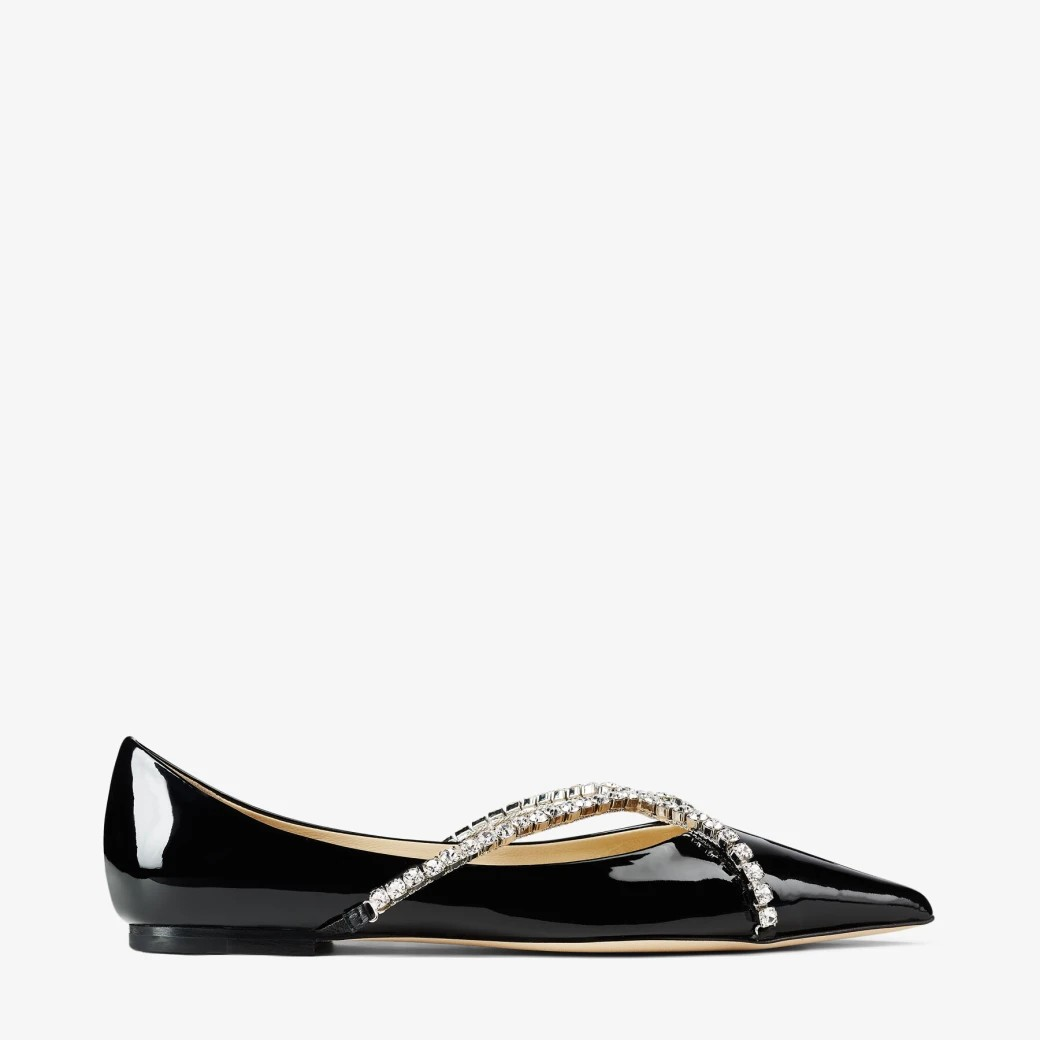 1JC0624-099 JIMMY CHOO Genevi Flat Black #GENEVIBOB (S-EU-E)