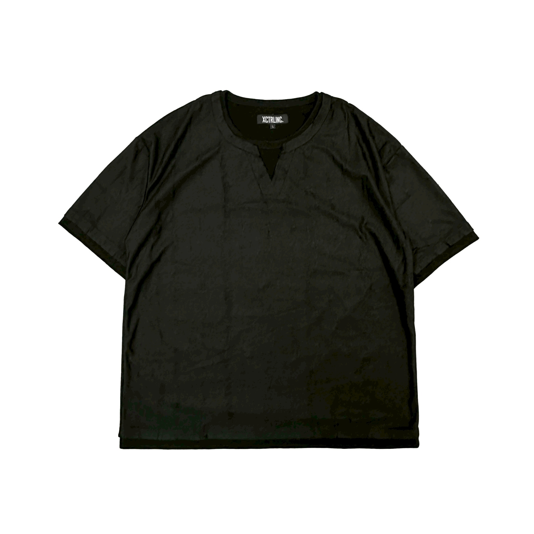 XCTRL 破壞刷紋寬版短T-黑