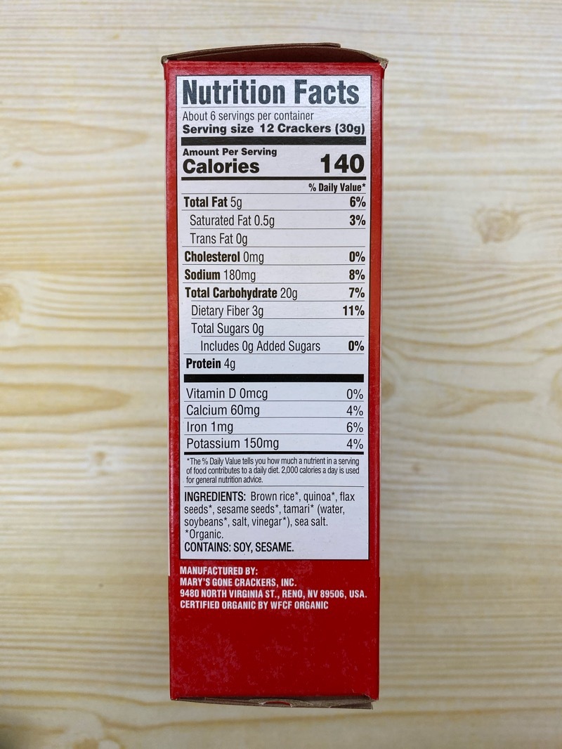 Mary‘s Gone Crackers organic gluten free original crackers (best before 4 April 2026)