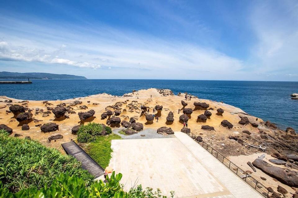 蕈狀岩外型就像一顆顆冒出來的巨大蘑菇，是野柳地質公園最具代表性的地形之一。