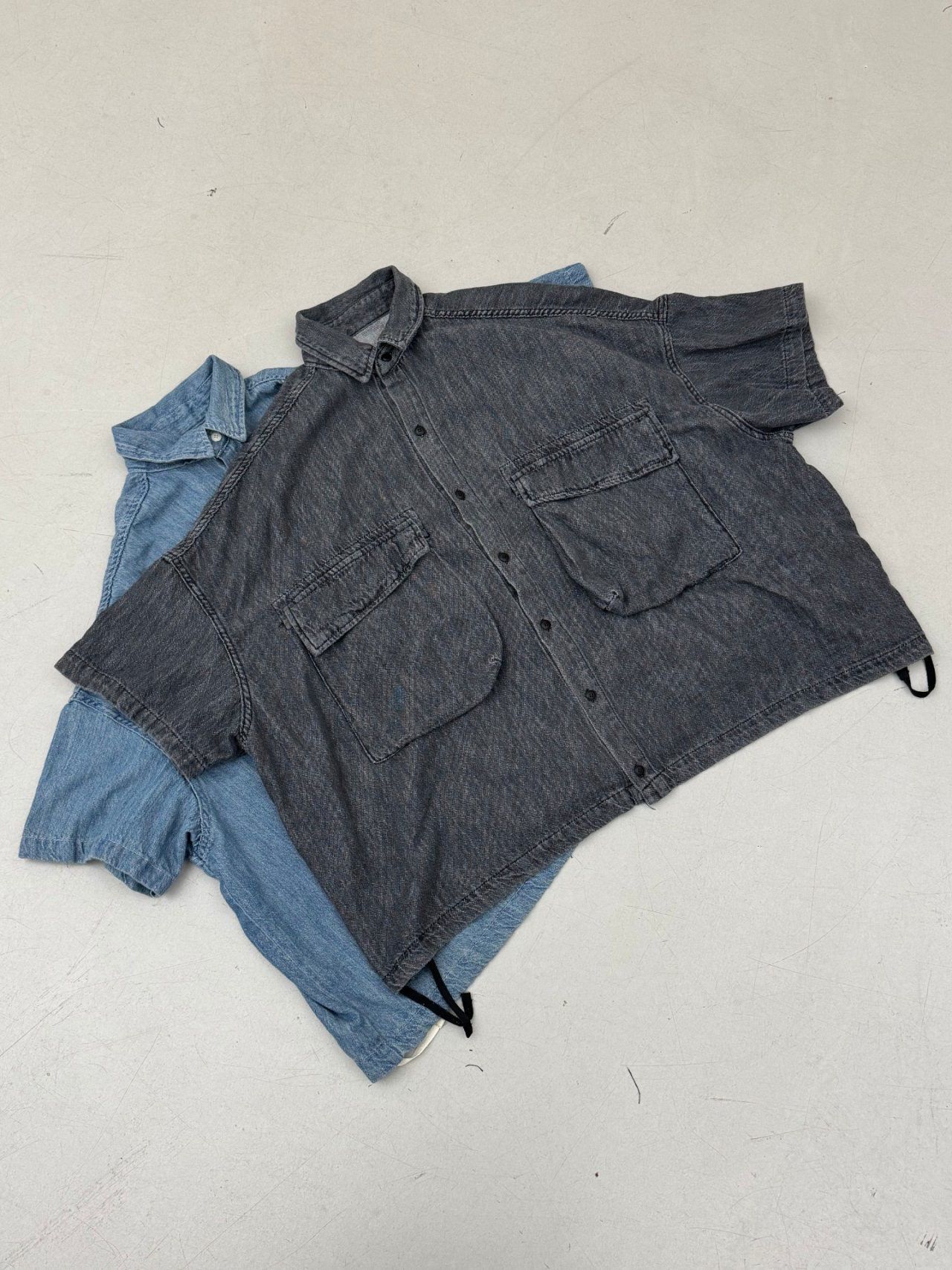 洗水淨色牛仔短袖恤衫 FARMERS-086S