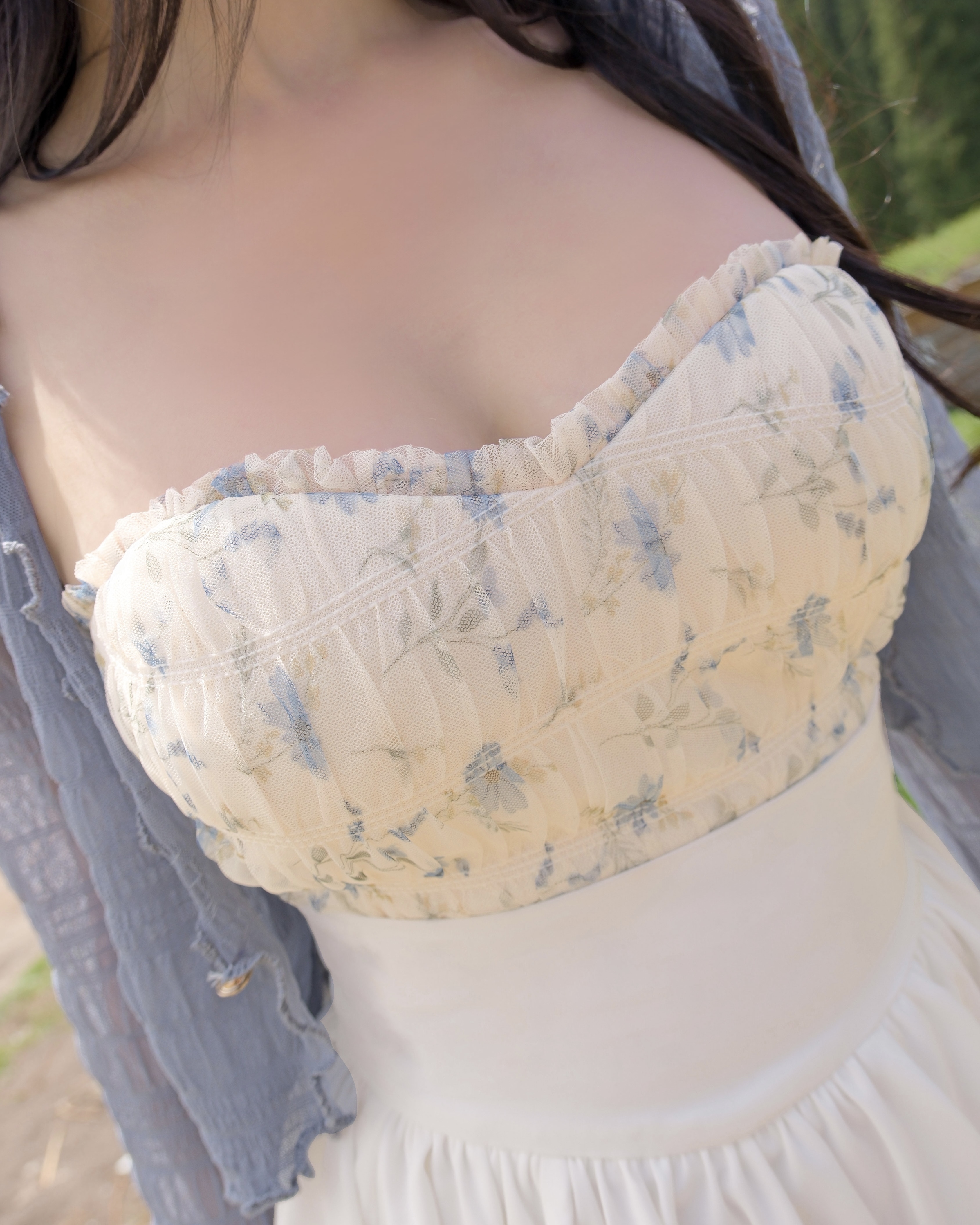 訂製-浪漫小花朵抓皺桃心馬甲