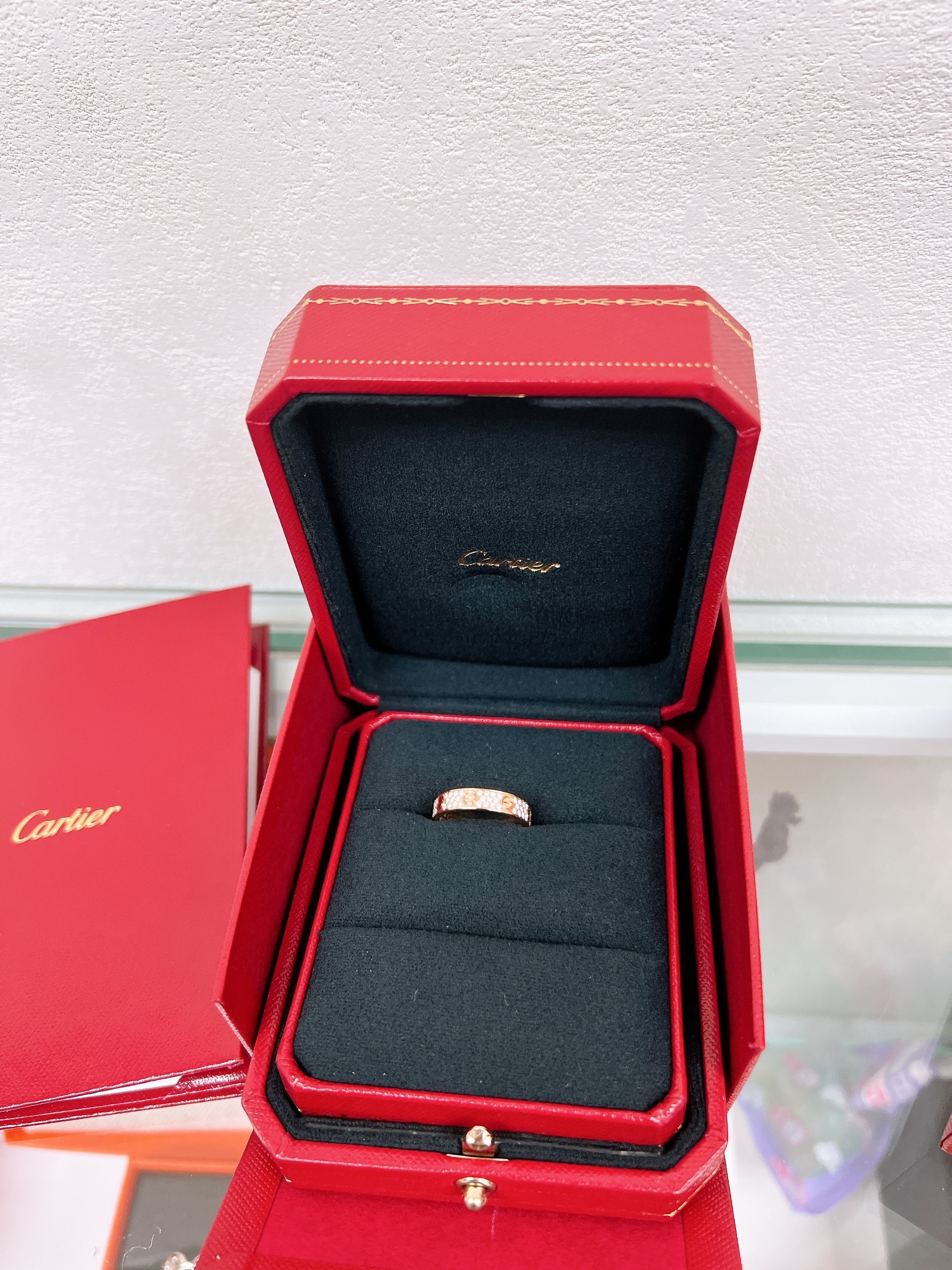 (size 51) Cartier love ring paved diamond small model (rose gold)
