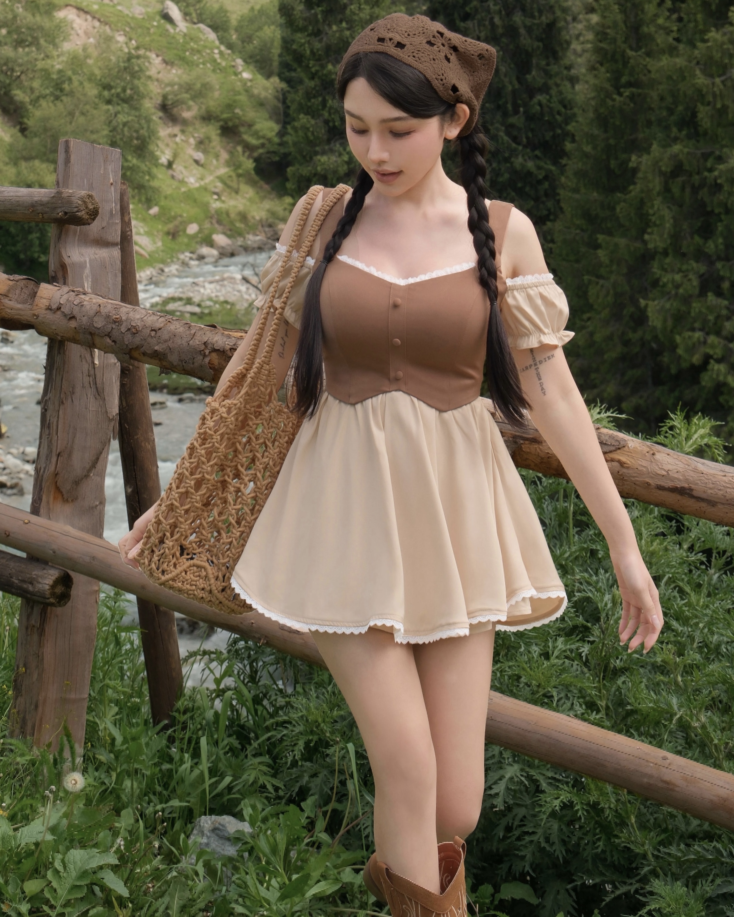 訂製-假兩件撞色背心連身褲裝