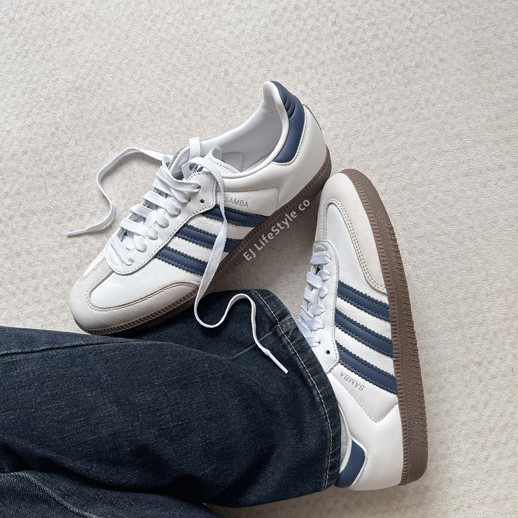 ADIDAS SAMBA OG 海軍藍深藍白色藍白焦糖底女鞋JH5688 / 調貨