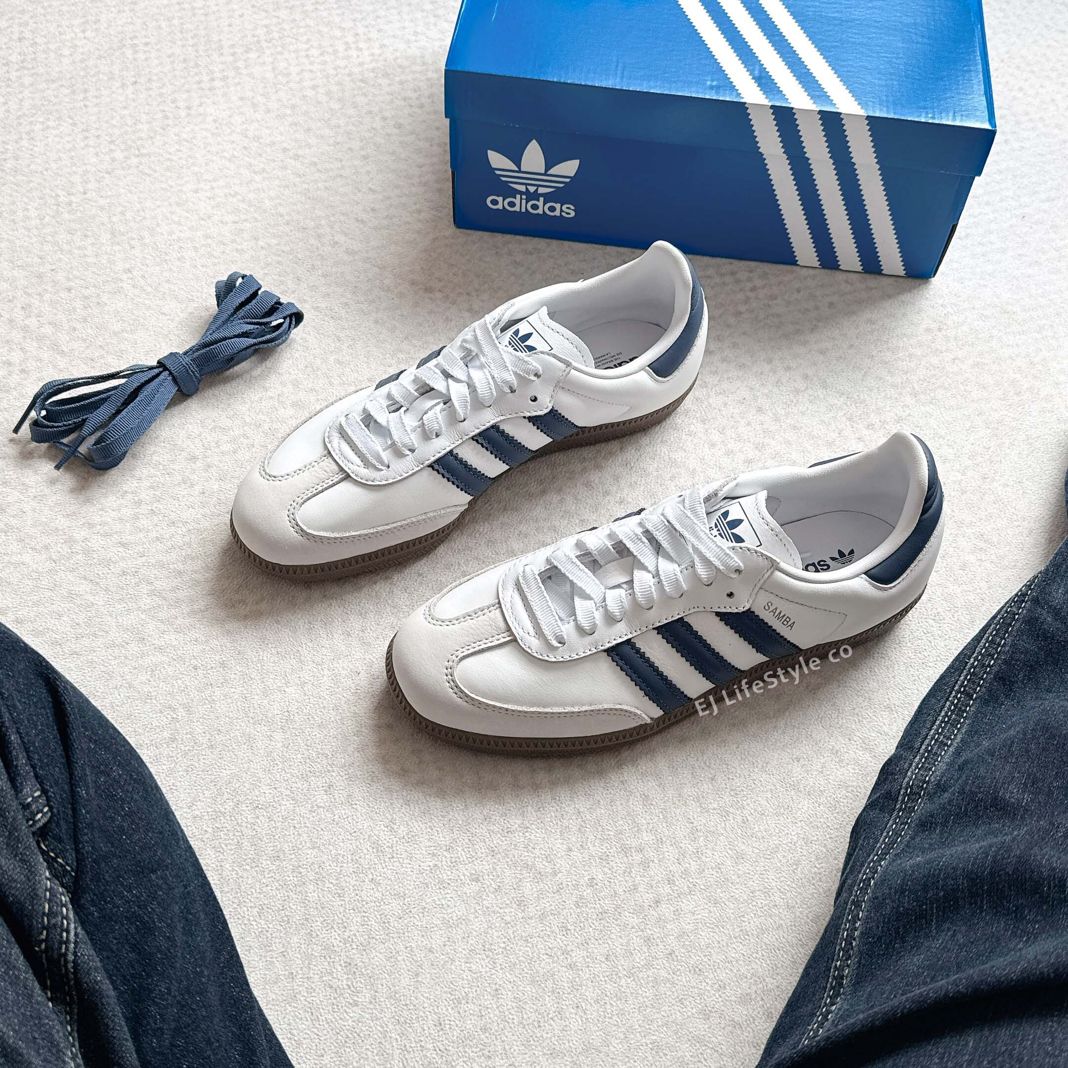 ADIDAS SAMBA OG 海軍藍深藍白色藍白焦糖底女鞋JH5688 / 調貨