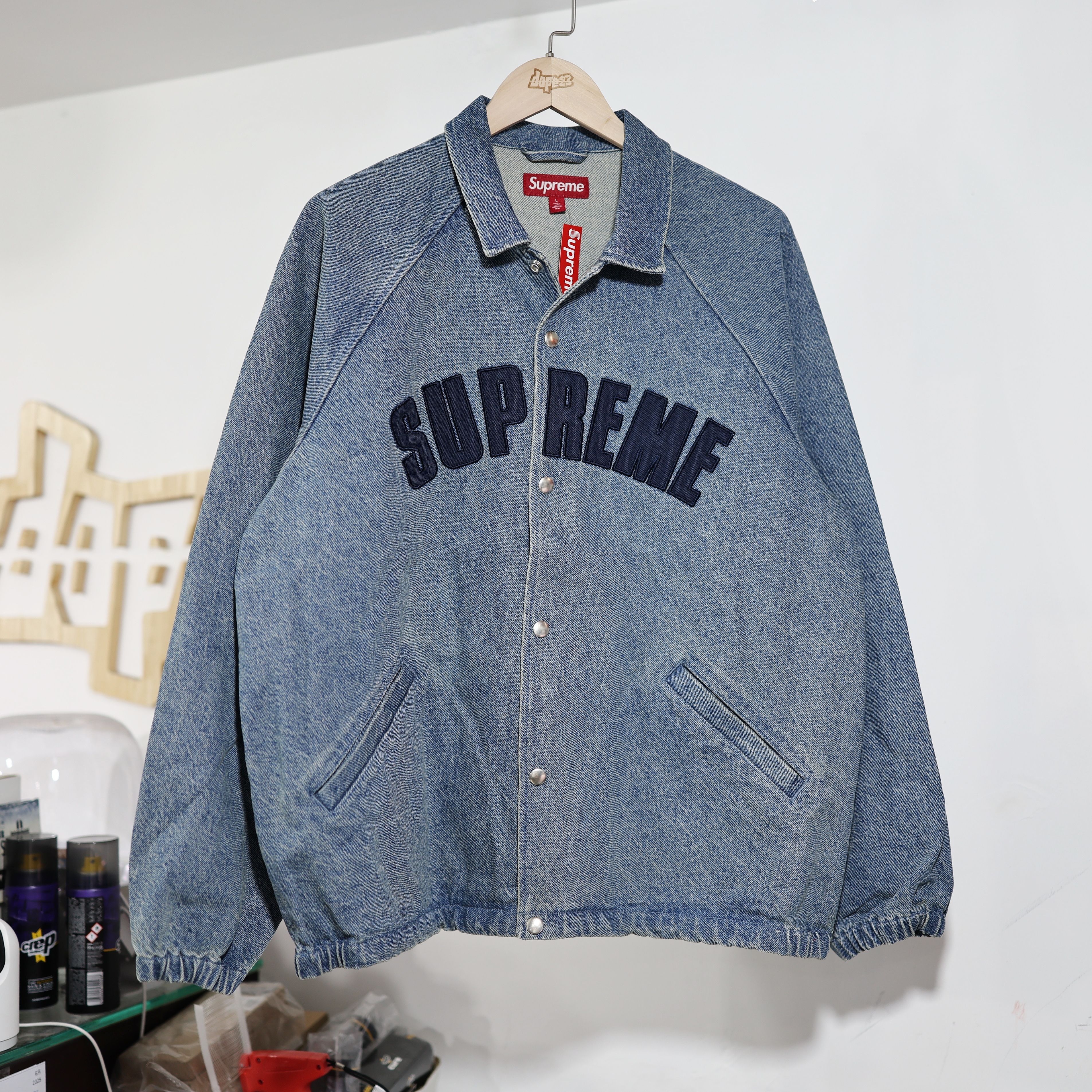 ジャケット・アウター Supreme Arc Denim Coaches Jacket Indigo Supreme Arc Denim Coaches Jacket Washed Indigo (Size Medium