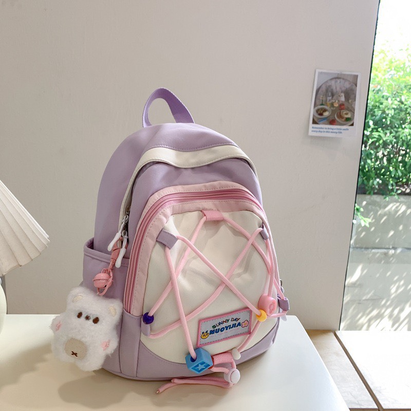 可愛撞色雙肩包