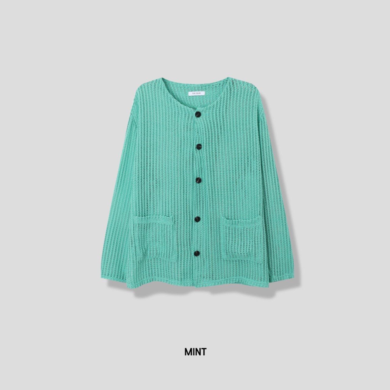 淨色圓領開胸針織線外套 JK2628