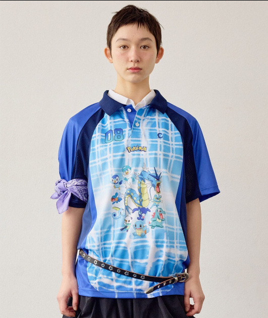 COVERNAT Pokemon Spin Jersey Neck T-Shirt Blue JUN25