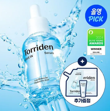 OY限量版! Torriden Dive-in 低分子玻尿酸精華液 (50ml支裝 +50ml 補充裝 + 20ml 防曬乳 + 10 片爽膚棉片）