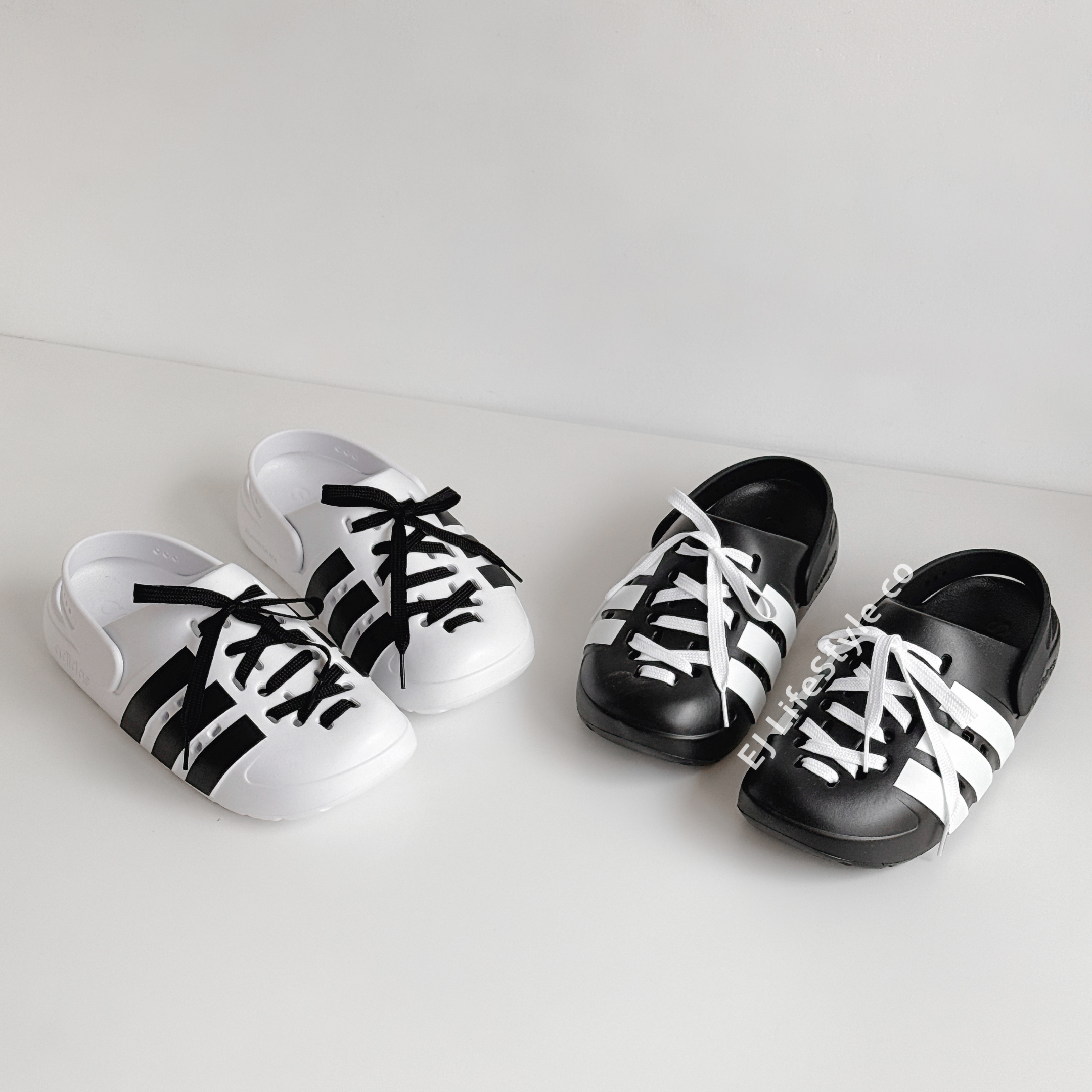 ADIDAS ADILETTE CLOGS 2.0 懶人鞋 洞洞拖鞋 防水 黑白 鞋帶款 男女鞋 JR4025 JR4027 / 調貨