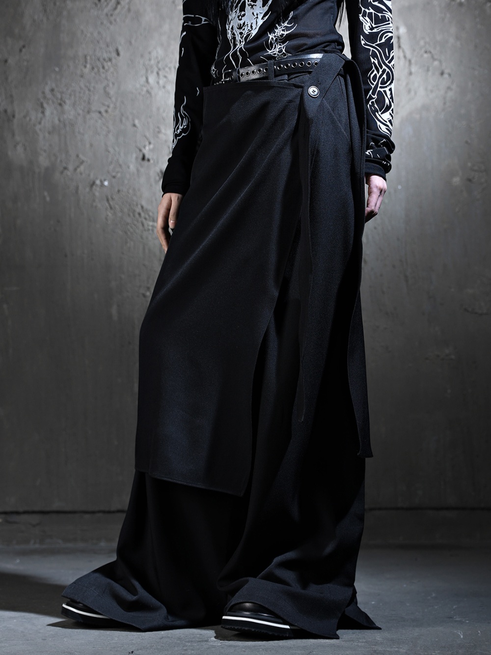 分層造型裙子休閒寬褲