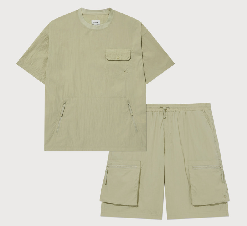 COVERNAT [套裝] 編織實用T恤和褲子米色  JUN25