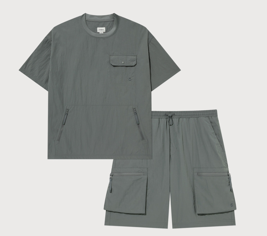 COVERNAT  編織實用T恤和褲子鼠尾草灰色  JUN25