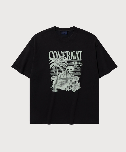 COVERNAT  Cool Cotton 日落熱帶圖案 T 恤  JUN25
