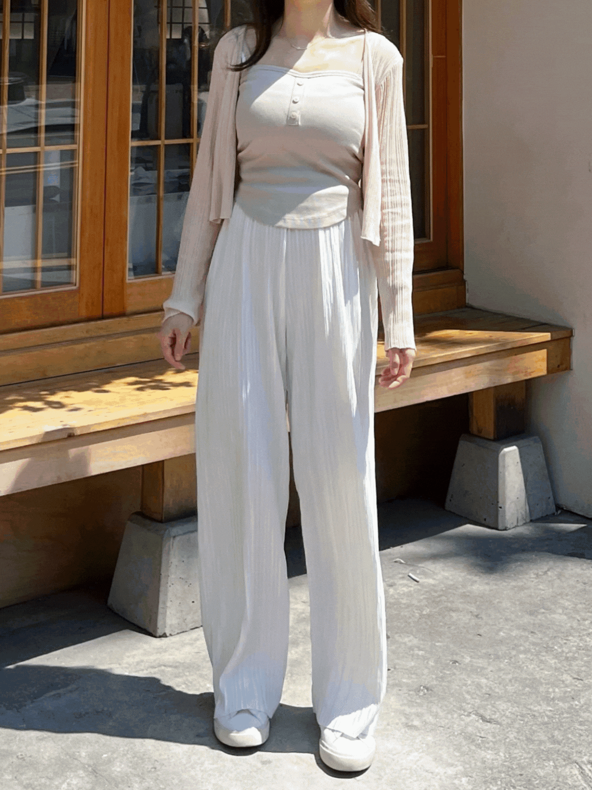 《KR》樹枝紋顯高悠閒長褲 (可剪褲腳)