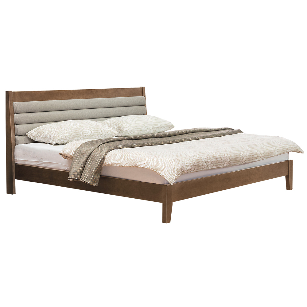 斯坦5尺雙人胡桃色實木床架(不含床墊)