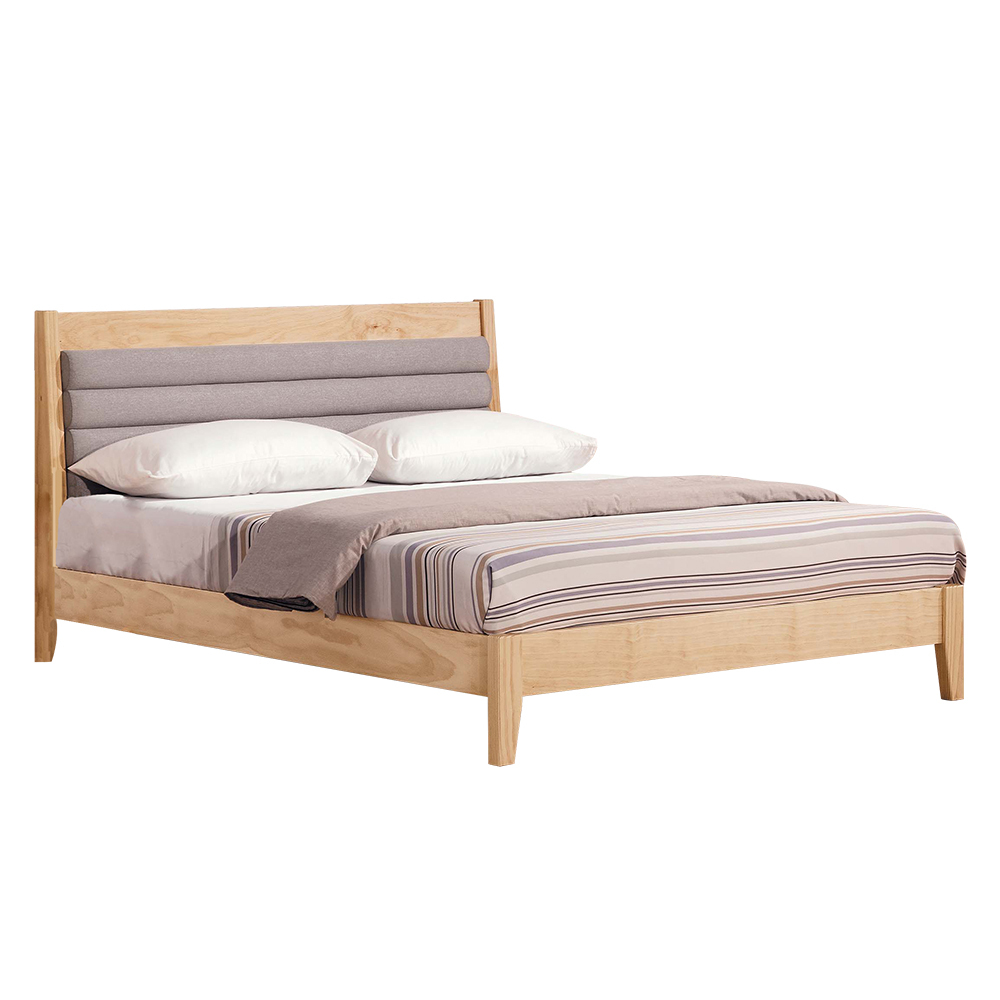 斯坦5尺雙人原木色實木床架(不含床墊)