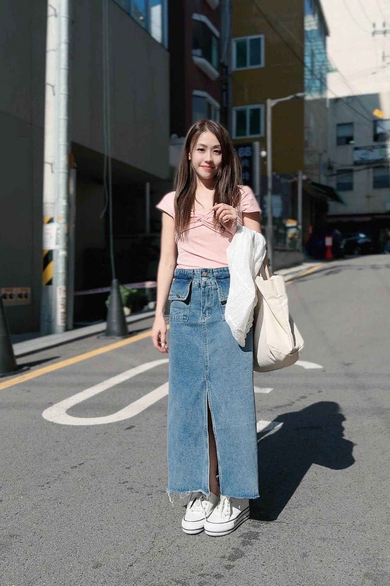 SK#7369🤍巨顯直長腳工裝裙