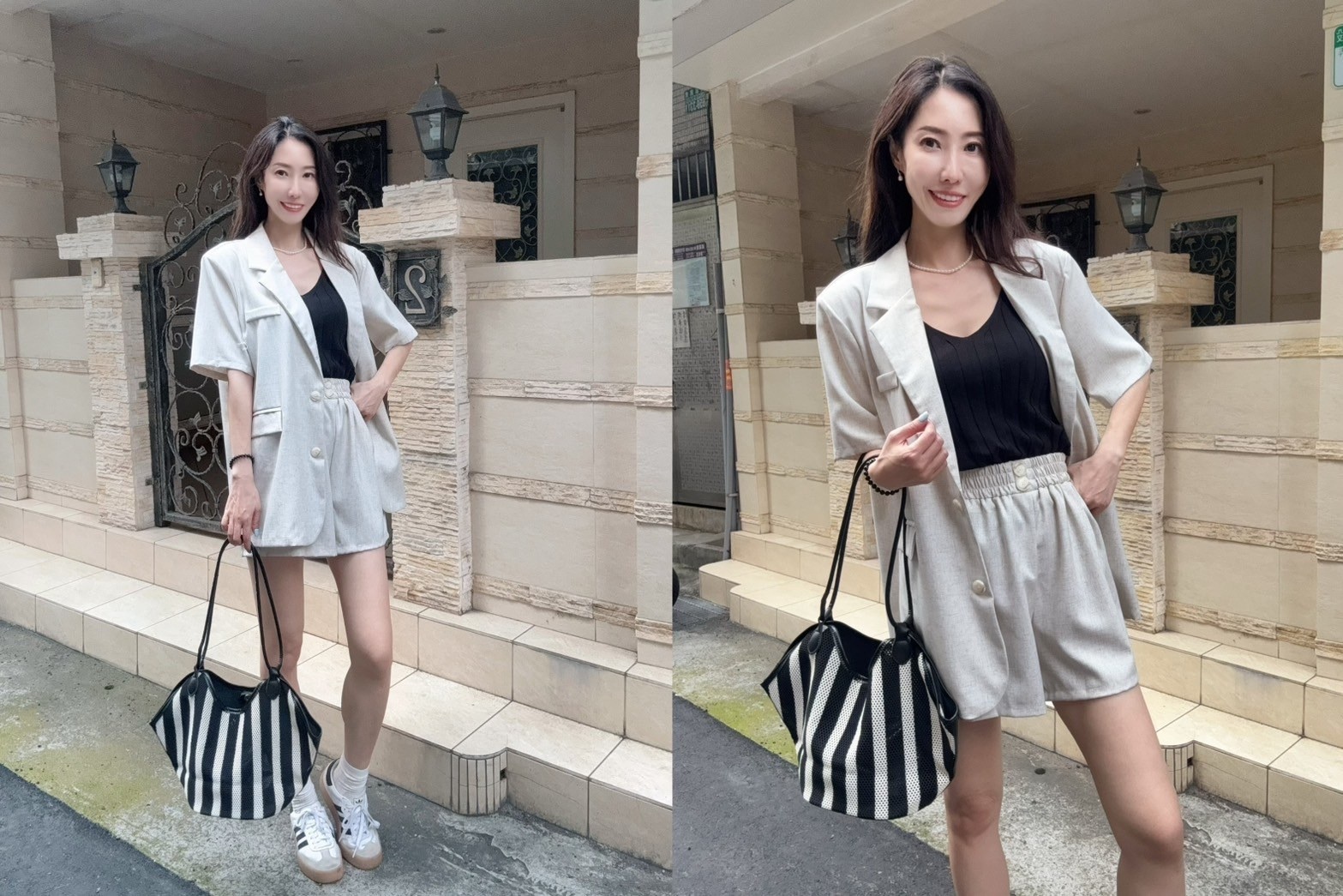 Baby系列 B06070 現貨-棉麻西裝外套+短褲兩件組