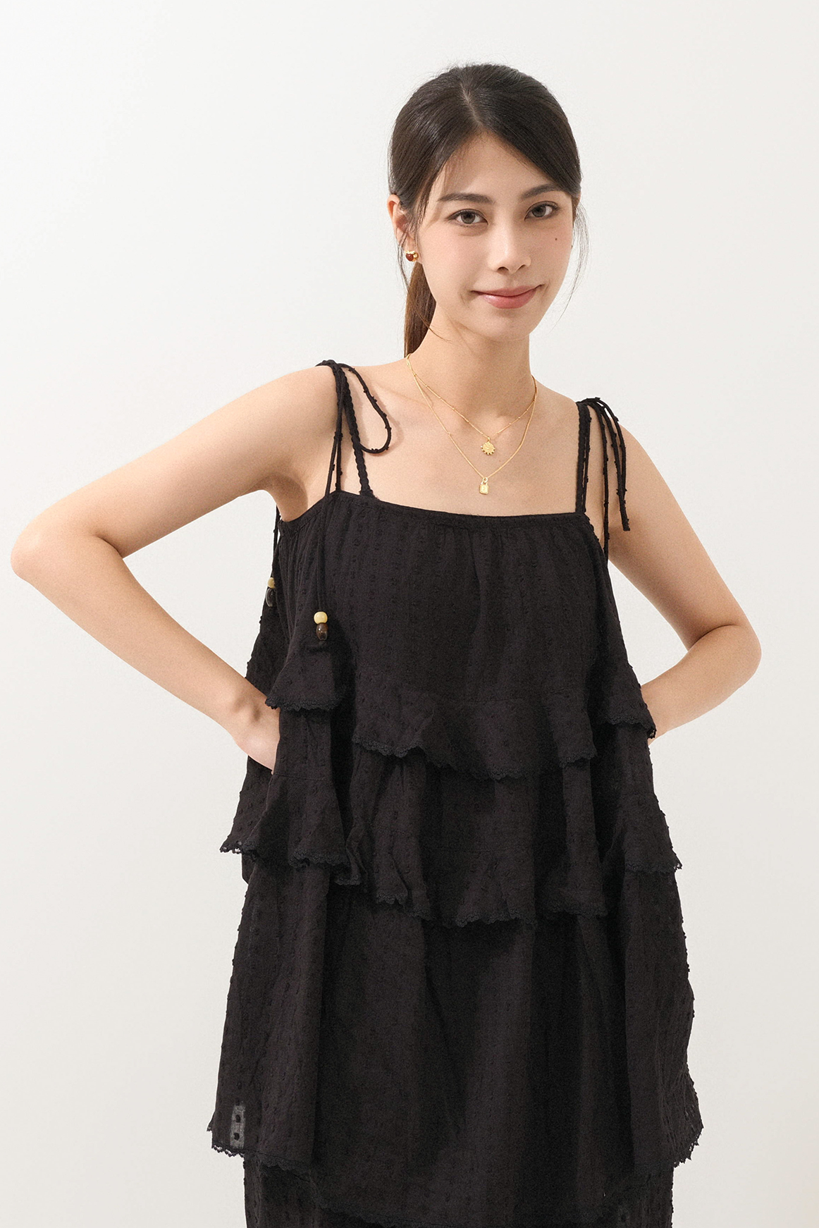 點點花透薄棉吊帶上衣  (*現貨款式）