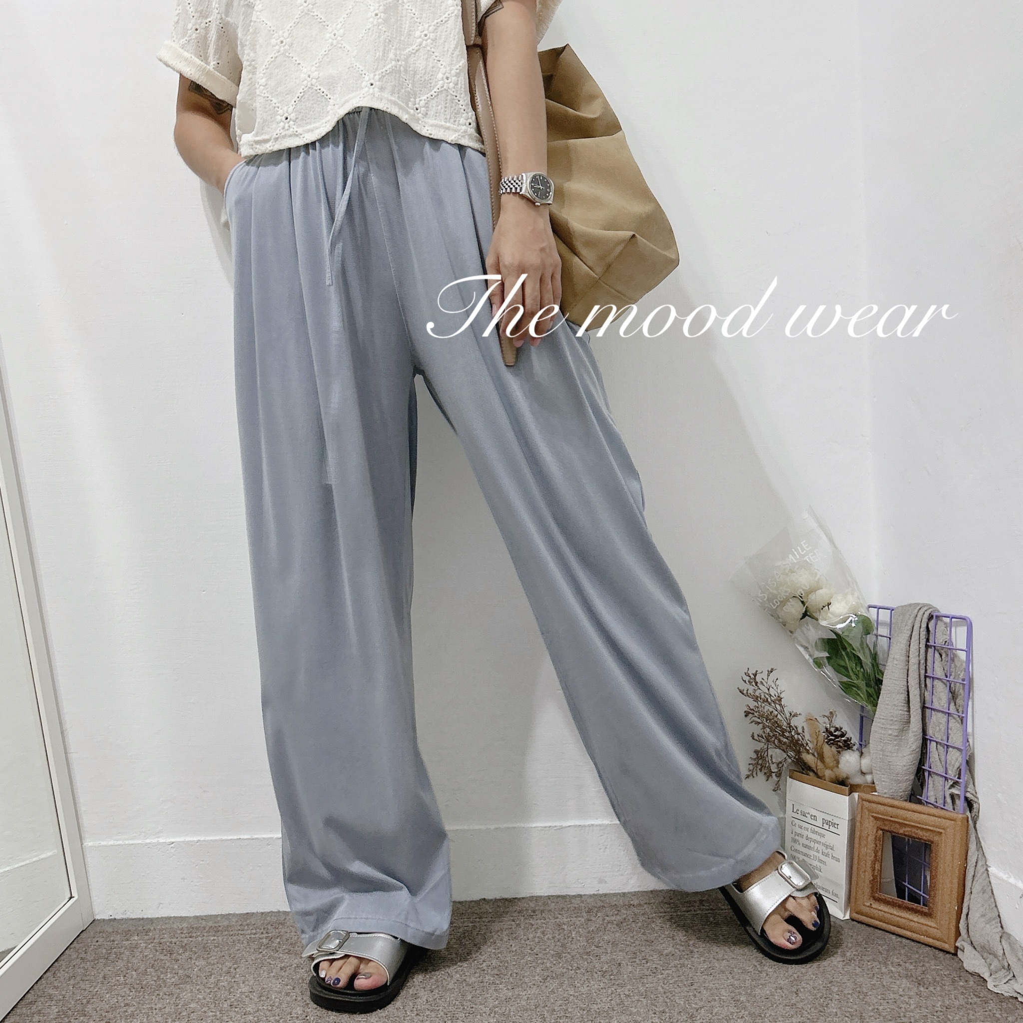 不悶熱天絲棉寬褲  薄款西裝褲 灰褲