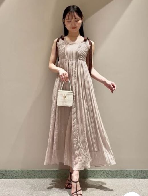 [預購] 折扣SNIDEL 輕透皺褶雪紡洋裝