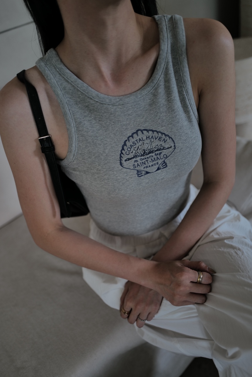 螺紋刺繡美式圖騰背心*3色