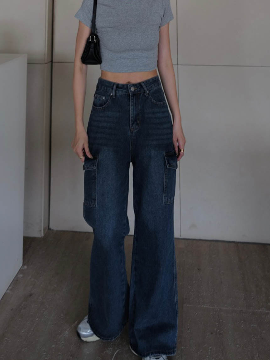 無彈性工裝微喇叭牛仔褲*2色