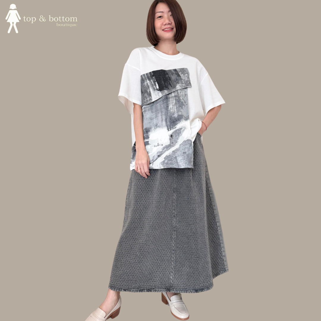 SHORT SLEEVE TIE-DYE LAYERED LONG TEE
