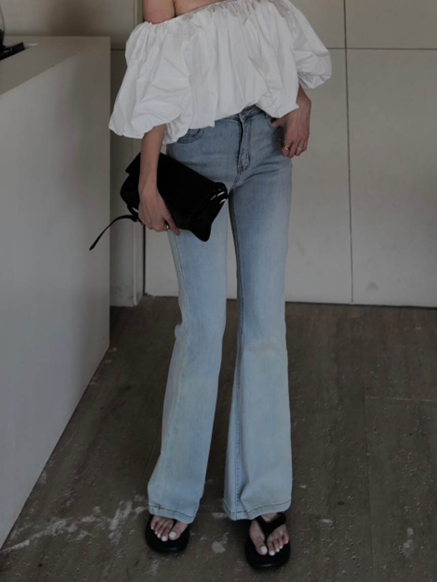 超顯長彈力微喇叭氣質牛仔褲*2色