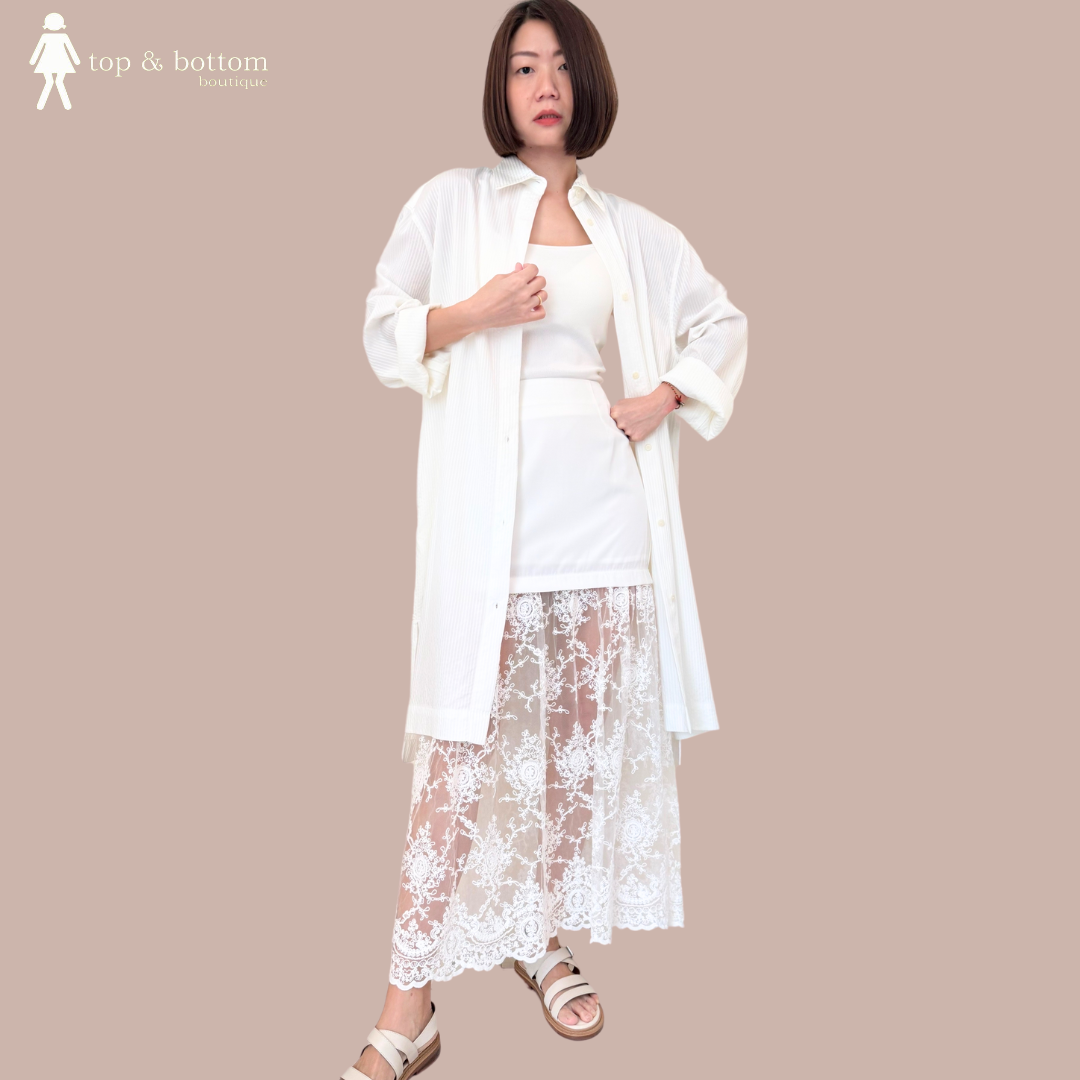 TIGHT SKIRT WITH LONG LACE HEM