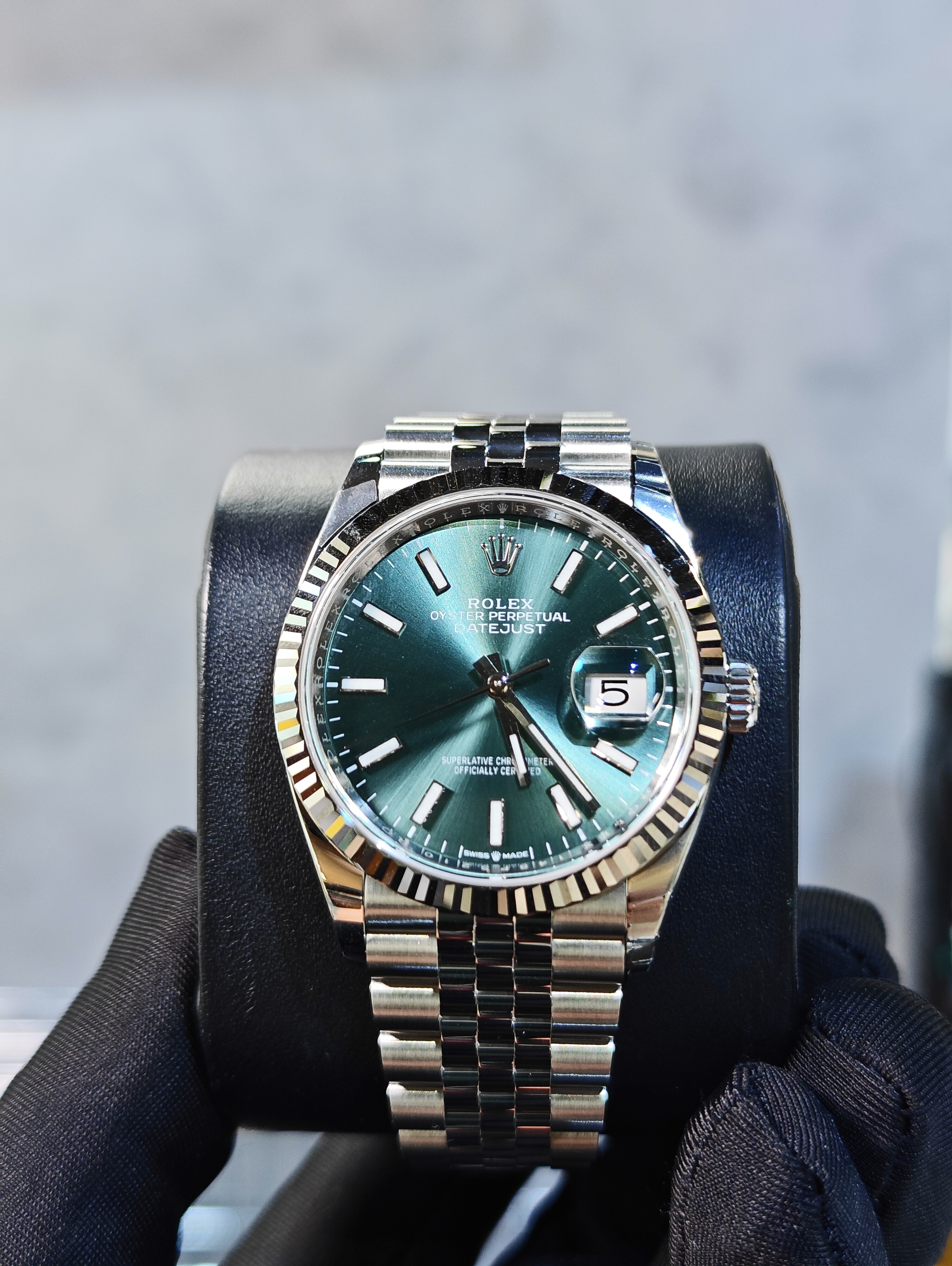BRAND NEW ROLEX 126234 GREEN WHITE GOLD STEEL DATEJUST 36 WITH JUBILEE STRAP
