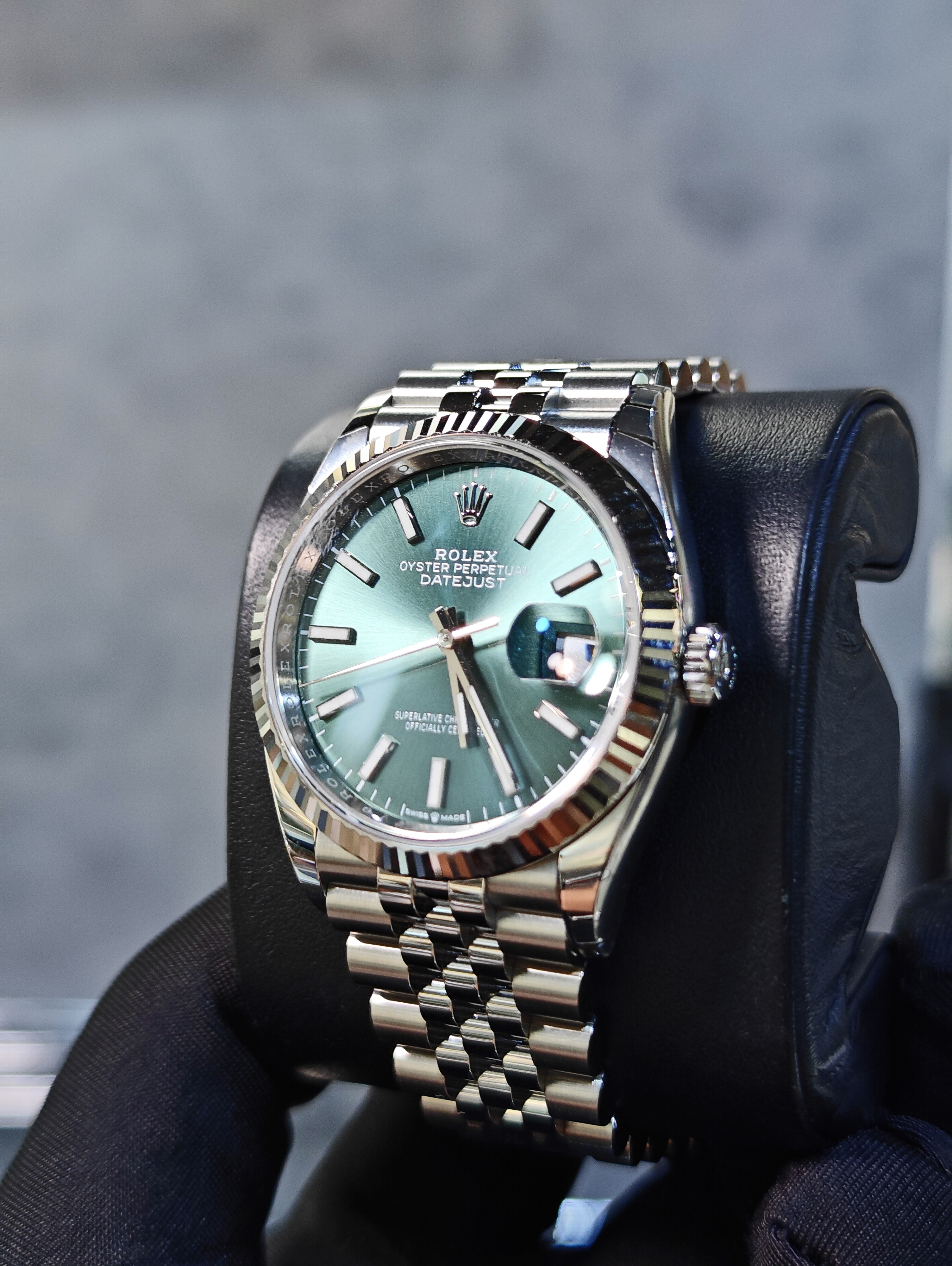 BRAND NEW ROLEX 126234 GREEN WHITE GOLD STEEL DATEJUST 36 WITH JUBILEE STRAP