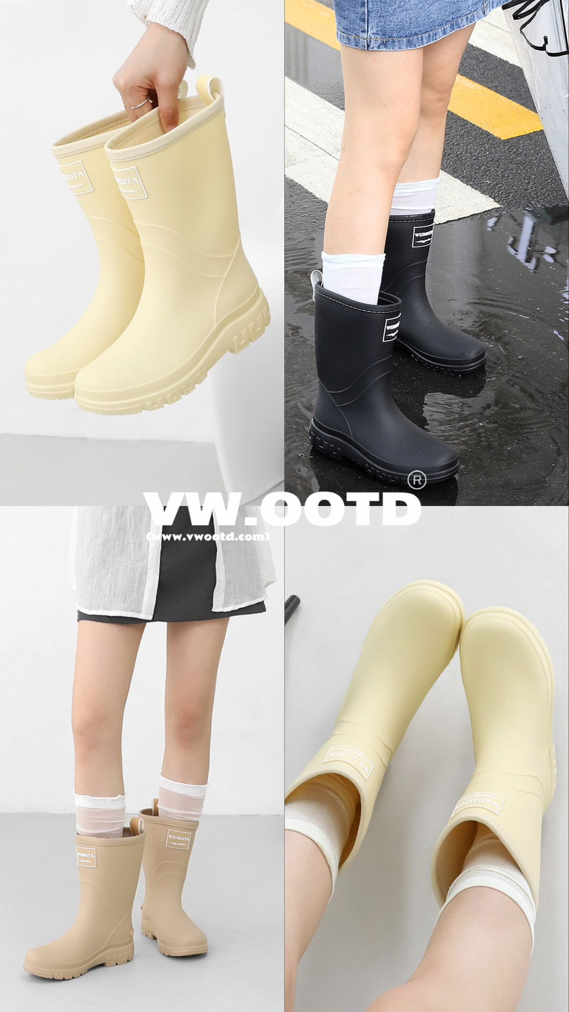 [短版]韓國Itshu明線邊Rain Boots(3.5cm)