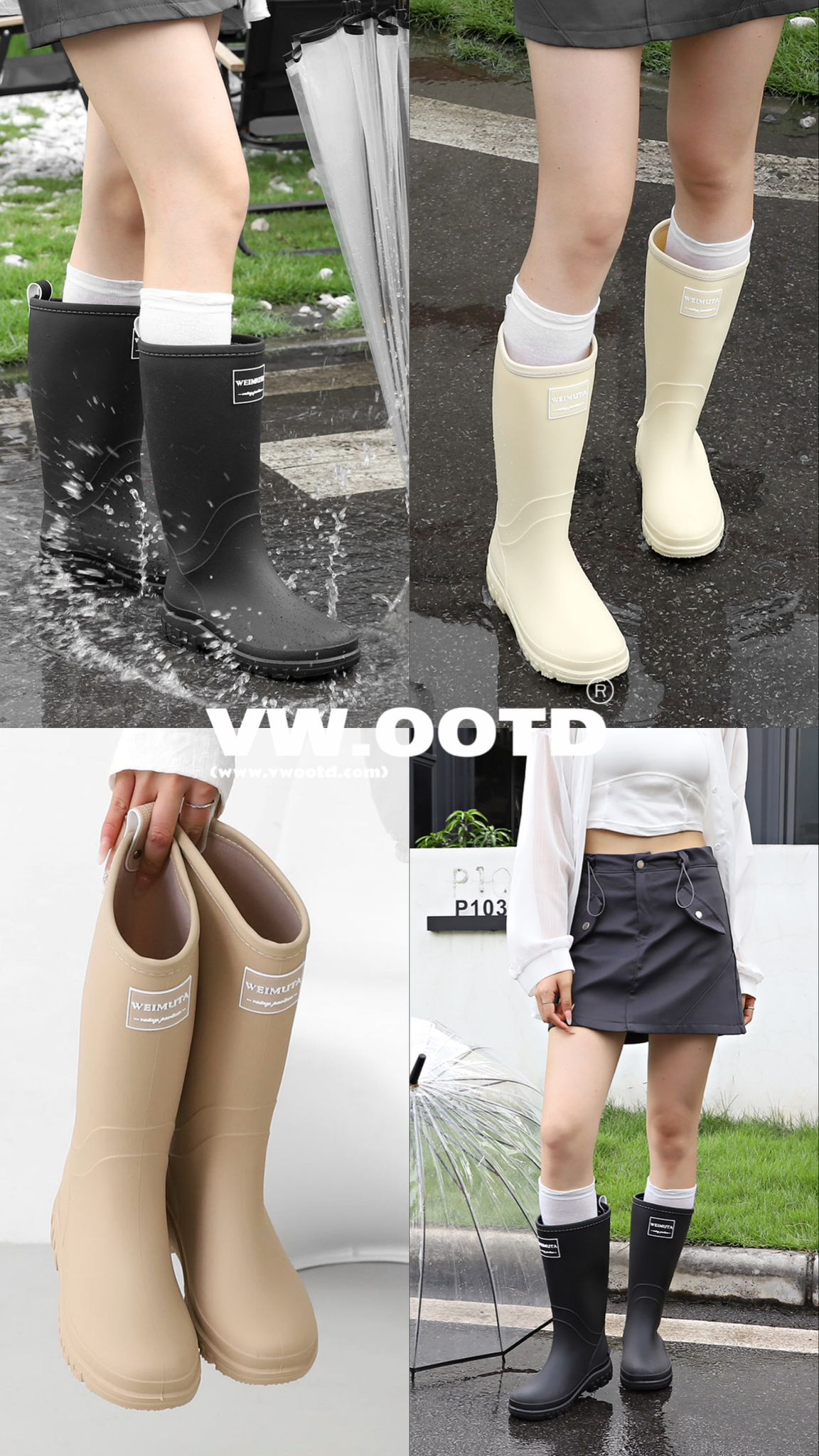 [長版]韓國Itshu明線邊Rain Boots(3.5cm)