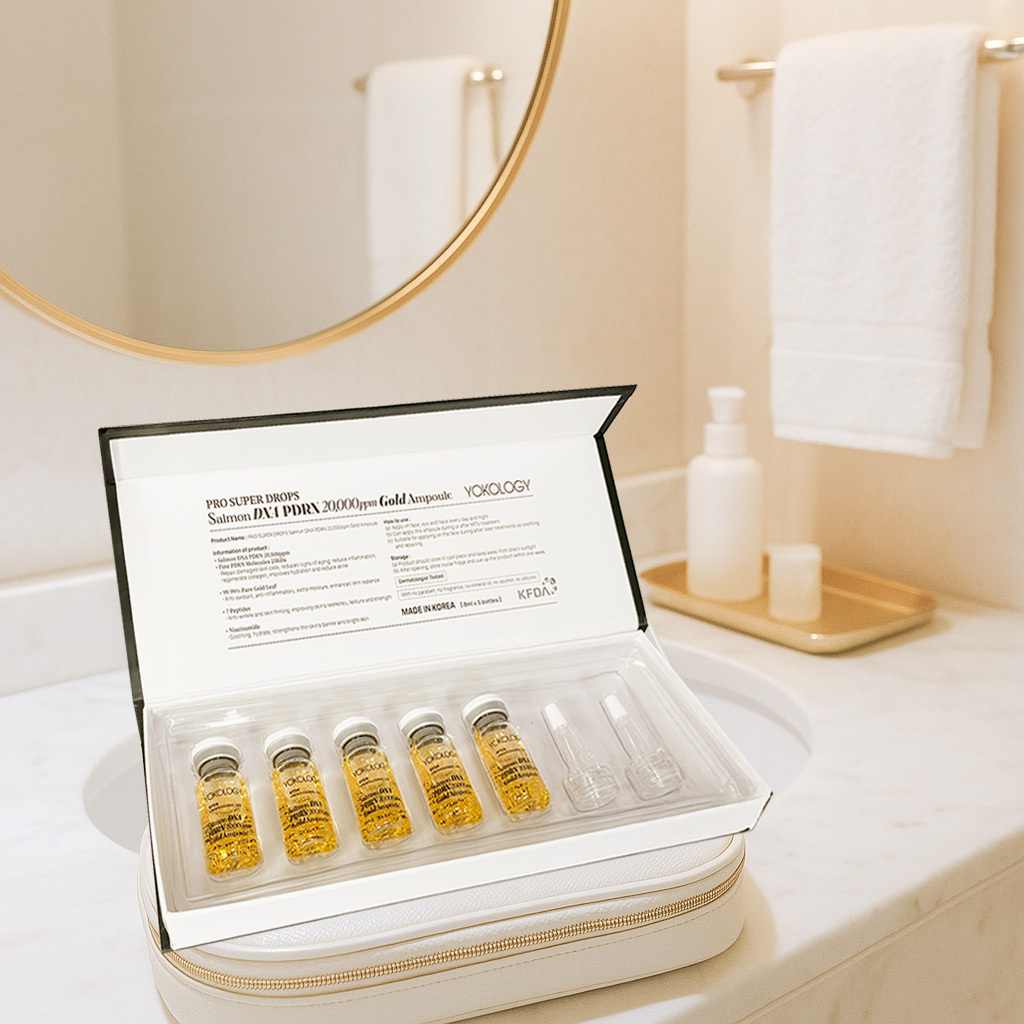 YOKOLOGY x 韓國cGMP高規格大藥廠 韓國 KFDA認證•「塗抹式」醫美級水光金濃縮安瓶 PDRN x 黃金「小金瓶」(8ml x 5小瓶）