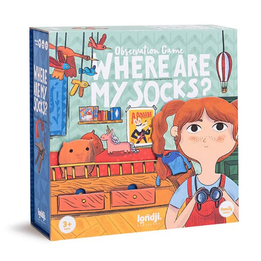 Londji我的襪子在哪兒？幫助小女孩尋找物品，適合多人一起遊玩競爭，激發小朋友們的觀察力與注意力。