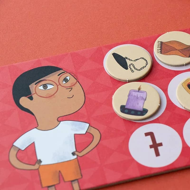 Londji我的襪子在哪兒？訓練遊戲，圓形物品圖卡對應數字紙牌，強化觀察力、開拓生活認知能力