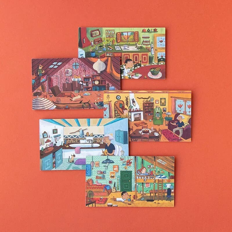 Londji我的襪子在哪兒？訓練遊戲，有數張生活情境圖卡，雙遊戲模式、強化觀察力、開拓生活認知能力