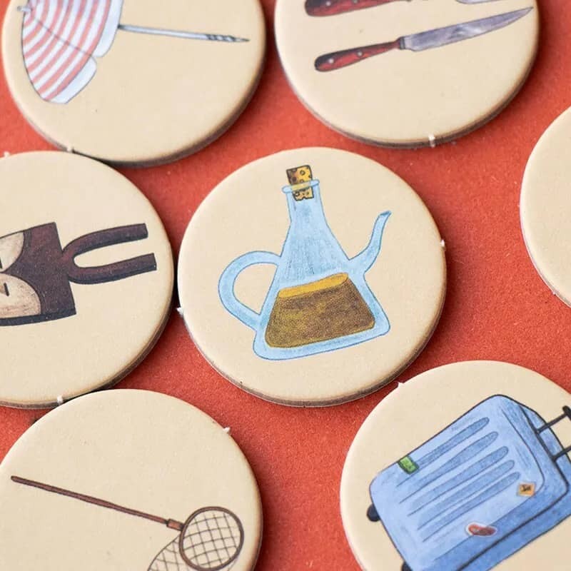 Londji我的襪子在哪兒？訓練遊戲，圓形圖卡，插畫家Anna Aparicio català設計