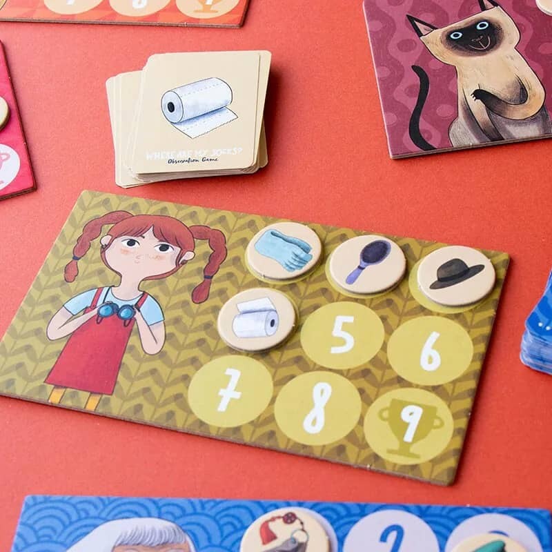 Londji我的襪子在哪兒？訓練遊戲，數字紙牌，插畫家Anna Aparicio català設計