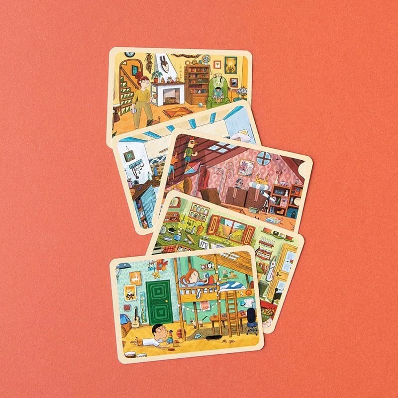 Londji我的襪子在哪兒？訓練遊戲，數張生活情境圖卡，Anna Aparicio català設計