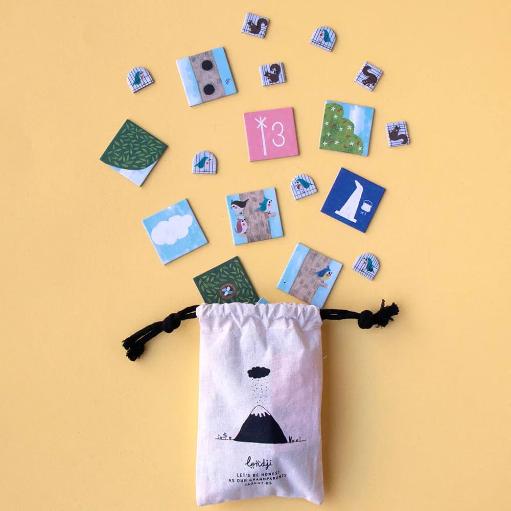 Londji仙女與巫師策略遊戲，1個專用收納袋，袋上有插畫家Canseixanta設計生動圖案