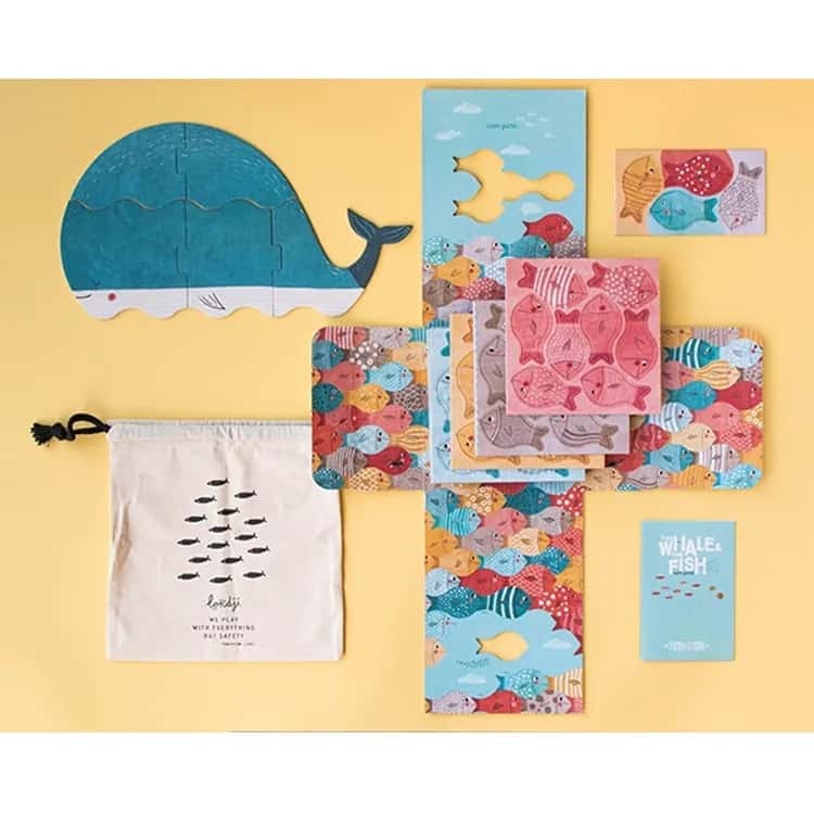 Londji鯨魚和魚益智遊戲，隨心排出喜愛的魚群，讓孩子可以隨意創作，不受限制的發展創意力。