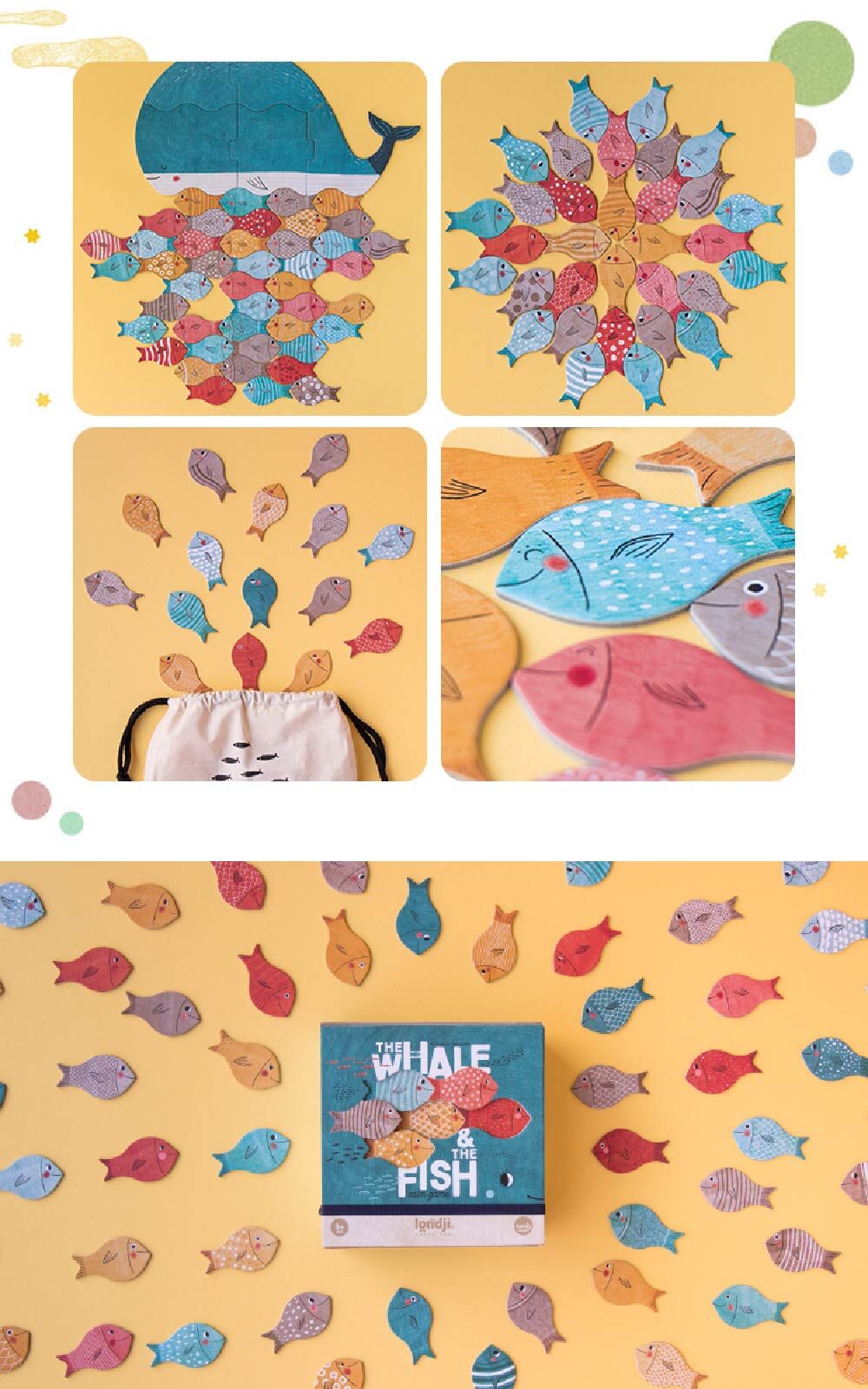 Londji鯨魚和魚益智遊戲，創造個人的曼陀羅藝術，根據形狀、顏色、數字或玩法，創造不同的遊戲體驗