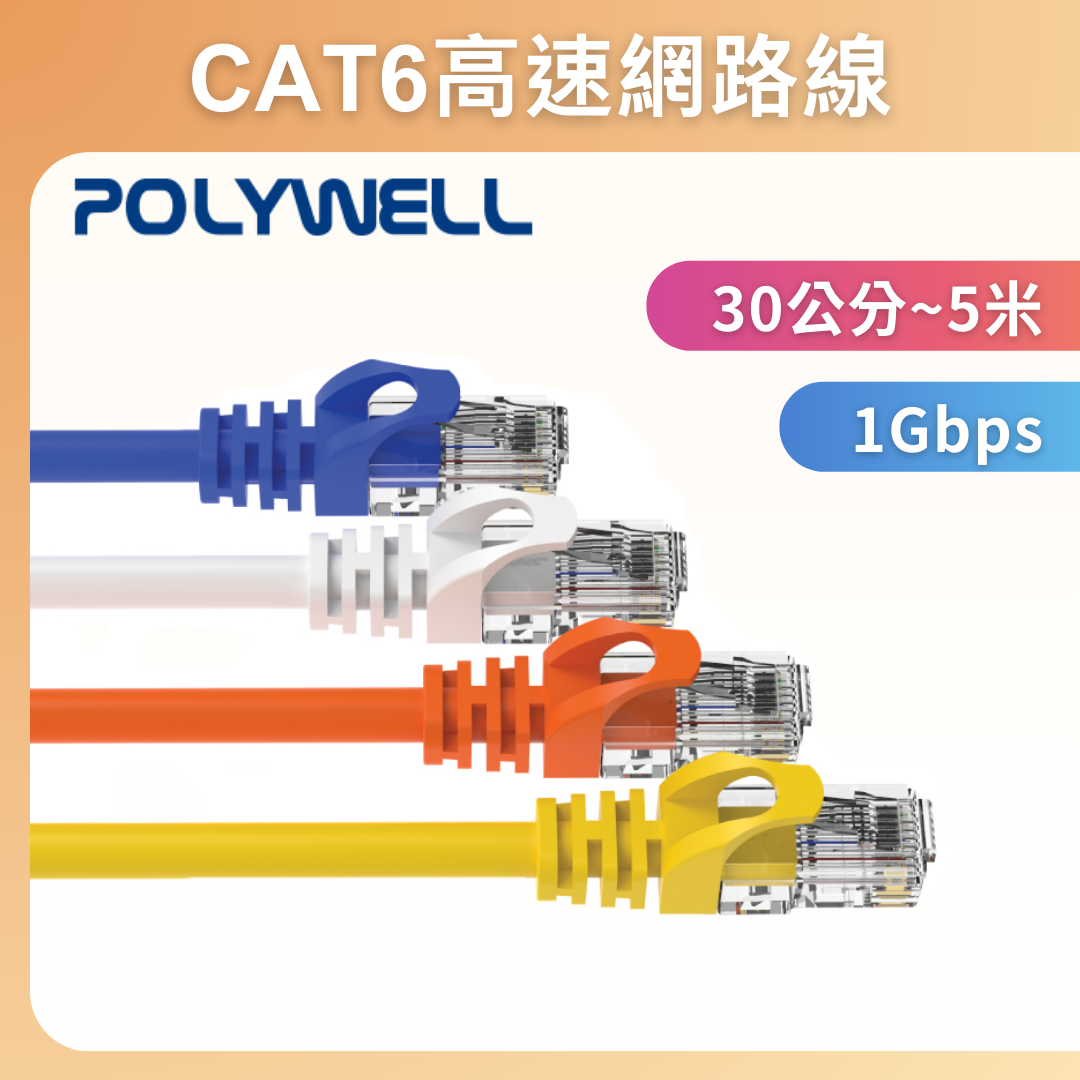 台灣現貨 POLYWELL CAT6 高速網路線 30公分~5米 CAT.6 網路線 RJ45 福祿克認證